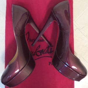 CHRISTIAN LOUBOUTIN Amethyst Metal Patent Leather Bianca 140 Pumps Size 6.5/37